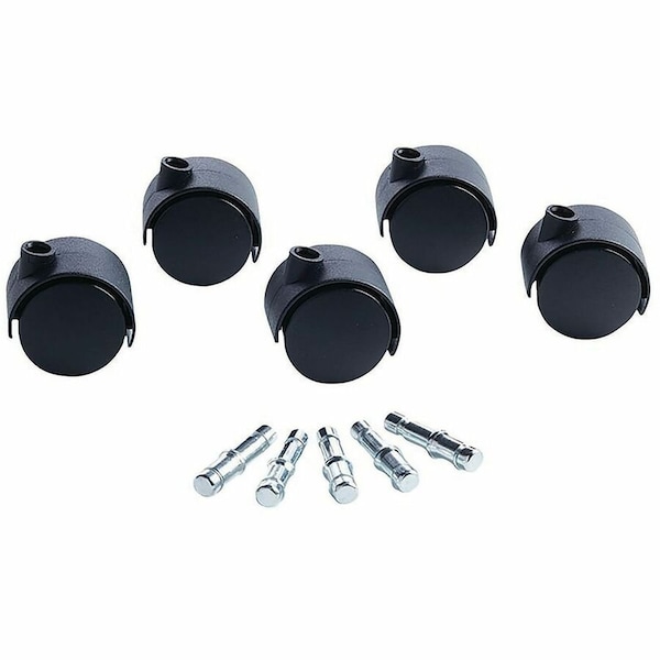 Master Caster Duet Soft-Wheel Casters, 0.44" x 0.88" Grip Ring Type B Stems, 2" Poly Wheels, Matte Black, PK5 23624 - main