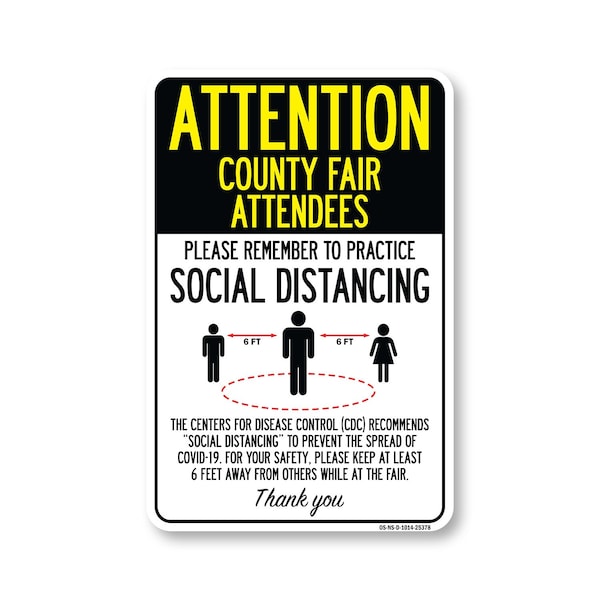 Signmission PSA, County Fair Attendees Practice Social Distancing, 14in X 10in Decal, OS-NS-D-1014-25378 OS-NS-D-1014-25378 - main