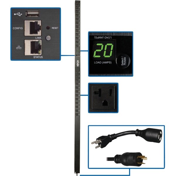 Eaton 1.9kW Single-Phase Monitored PDU with LX Platform Interface, 120V Outlets 24 5-15/20R, 0U PDUMNV20LX - main