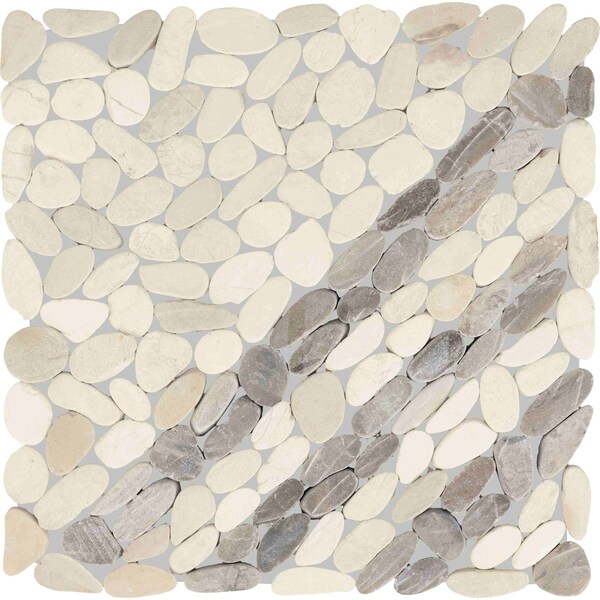 Daltile Pebble Oasis Natural Stone Striped Pebble Mosaic 11in x 11in in Tumbled Seashell, 11PK PB32STRPPBLMSTM - main
