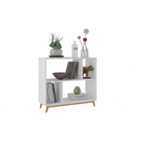 Homeroots Modern White And Natural Bookcase 388555 - main