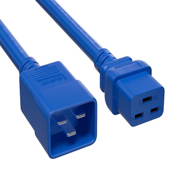 Sanoxy 2ft 12 AWG 20A 250V Heavy Duty Power Cord IEC320 C20 to IEC320 C19, Blue SNX-CBL-LDR-PW132-2202 - main