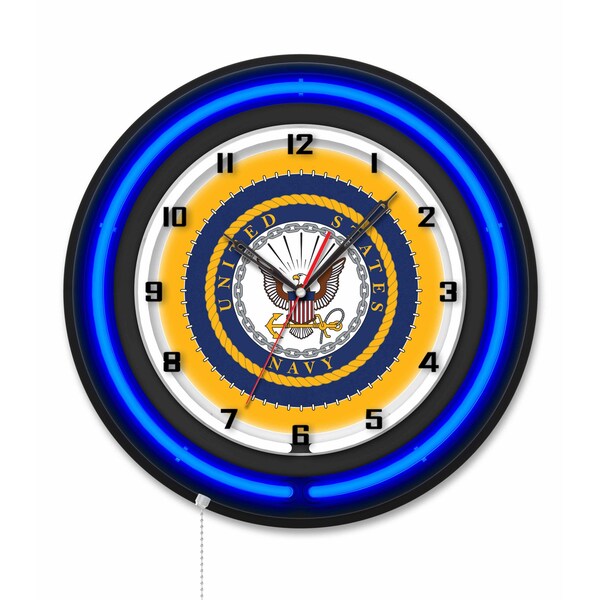 Holland Bar Stool United States Navy 19 Double Neon Wall Clock Clk19BK - main