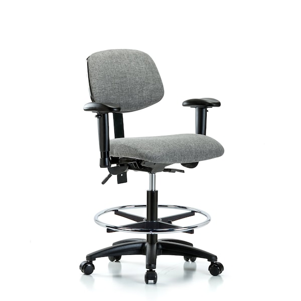 Blue Ridge Ergonomics Chair, Fabric, Med Bench, AA CF Casters, Gry, 6-Way Adjustable, 22" to 29" Height, Gray BR-FMBCH-RG-T0-A1-CF-RC-F44 - main