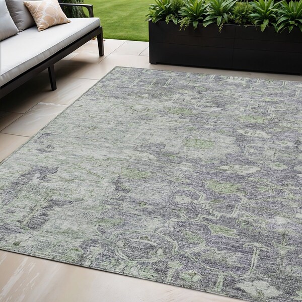 Homeroots 5' X 8' Plum Purple And Olive Green Oriental Washable Indoor Outdoor Area Rug 587453 - main