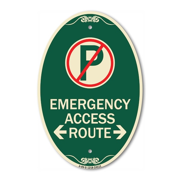 Signmission Emergency Access Route With Bidirectional Ar, 12 In X 18 In Architectural, Heavy Gauge Aluminum A-OV-G-1218-24111 - main