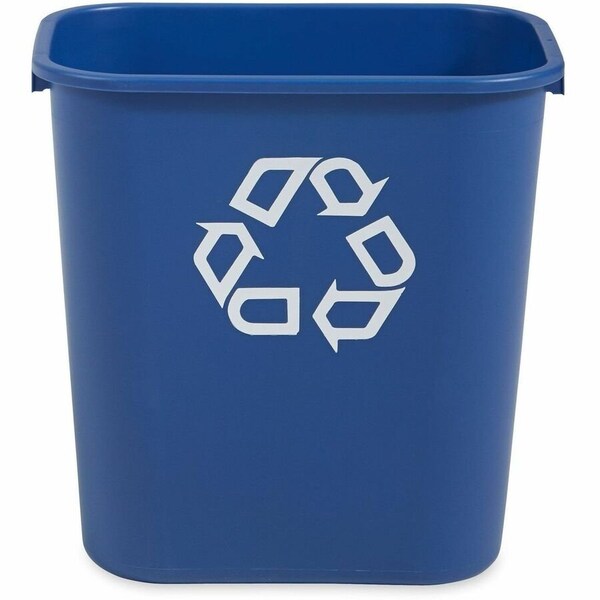 Rubbermaid Commercial Recycling Wastebasket Container, 7 gal Capacity, 10 1/2 in W, 15 in H, 14 1/2 in D, Plastic, Blue FG295673BLUE - main