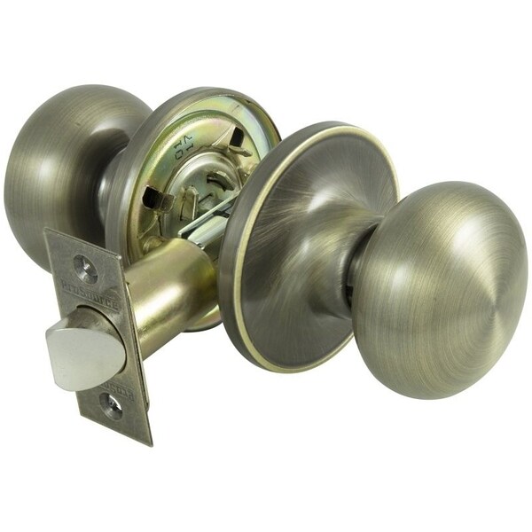 Prosource Passage Knob, Metal, Antique Brass, 2-3/8 to 2-3/4 in Backset, 1-3/8 to 1-3/4 in Thick Door TF830V-PS - main