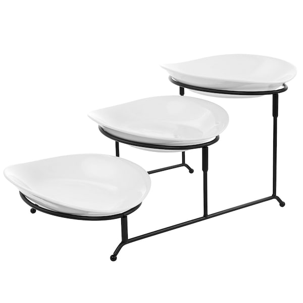 Elama 3 Tier Oval Plate Porcelain Serveware Set 750116786M - main