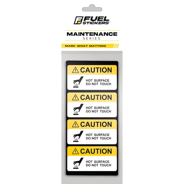 Fuel Stickers Caution - Hot Surface Stickers, Heavy-Duty Labels for Machinery and Equipment, 2in x 1in, 4PK Z-2X1HOT-4PK - main
