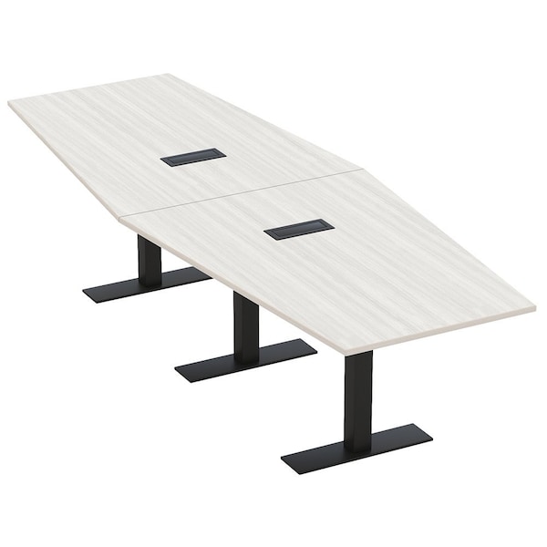 Skutchi Designs 10ft Hexagon Conference Table With Power | Harmony Series | 10 Person Meeting Room Table HAR-HEX.IR-48X120-T.BK-WA7976-EBLK - main
