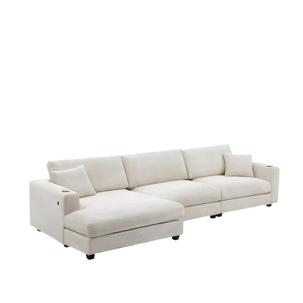 Homeroots 54" Khaki Fabric Modular USB Sleeper Sofa 568289 - main