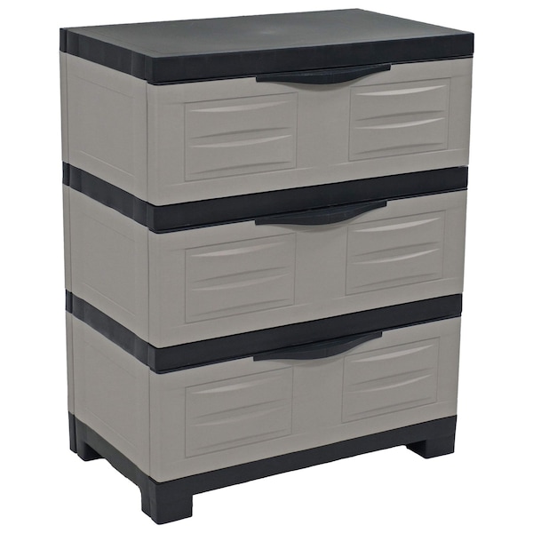 Homeroots 23in Gray and Black Plastic Accent Cabinet With Three Drawers 668934 - main
