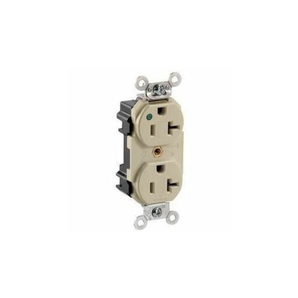 Leviton Straight Blade Receptacle, 5-20R, 20 A, 125V AC, Flush Mount, Self-Grounded M8300-PLI - main