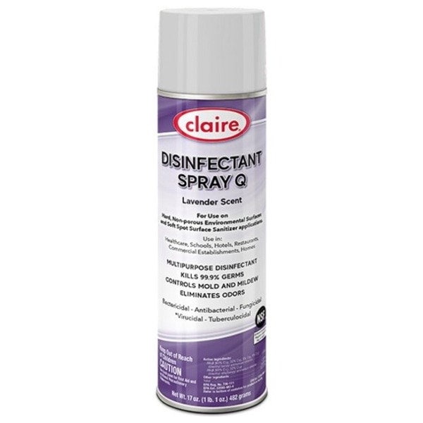 Claire Spray Q Disinfectant. Lavender Scent, 17 oz Aerosol Spray, 12PK CL1003 - main