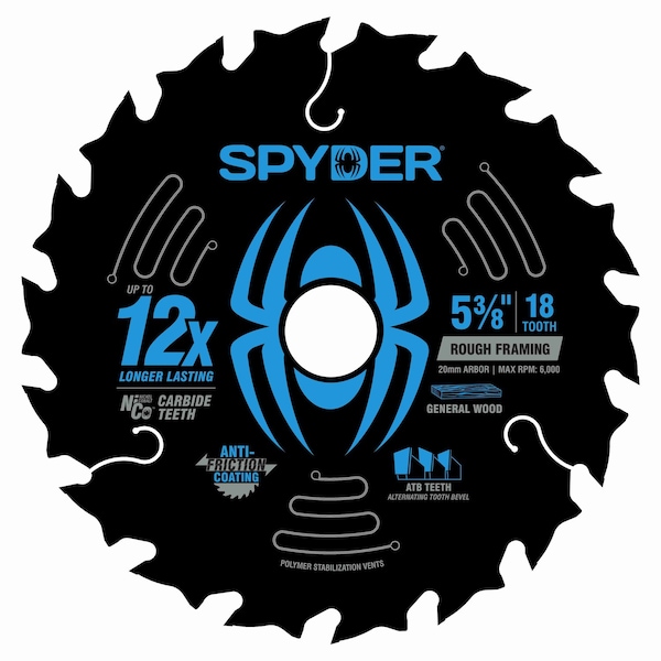 Spyder 5-3/8-Inch 18-Tooth Saw Blade for Rough Framing 13107 - main