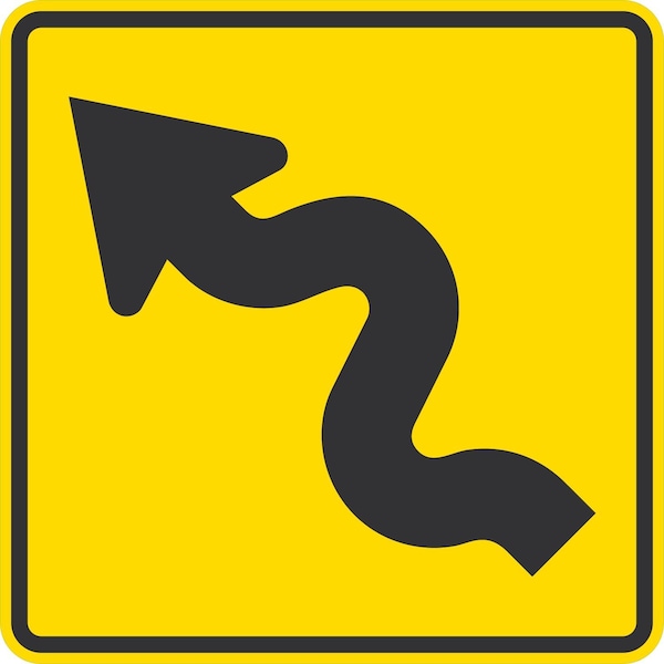 Lyle W1-5L, Left Winding Road Symbol, 30x30, Diamond Grade, Yellow G-15199-DG_30x30 - main