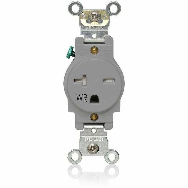 Leviton PlugsandRcptcls, 20A, 250VAC, Gry, Nylon, PK1 W5461-TGY - main