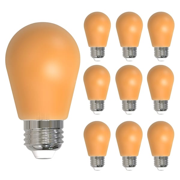 Bulbrite 25W Equivalent Ceramic Amber Color S14 Weatherproof Outdoor E26 Medium Base LED Light Bulb, 10PK 862319 - main