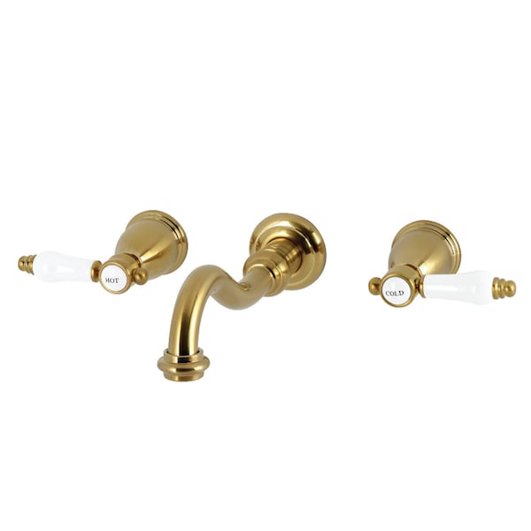 Kingston Brass Two-Handle Wall Mount Tub Faucet, Brushed Brass KS3027BPL - main