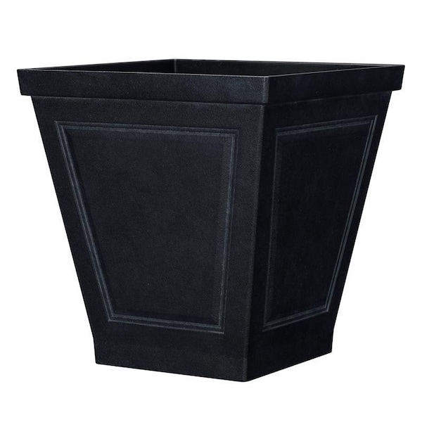 L&G 16.7 in. H X 16 in. W X 16 in. D Polyresin New England Planter Black PVE5516TCI - main