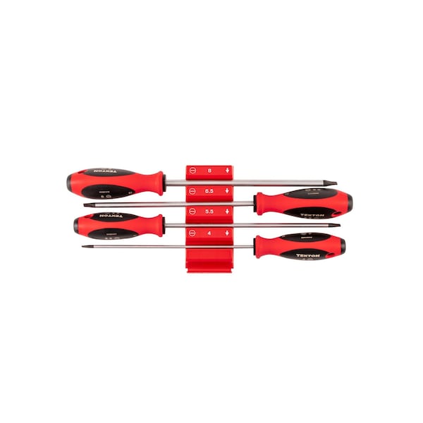 Tekton Slotted Screwdriver Set with Red Modular Organizers - 8 Inch Shanks, 4-Piece (4 - 8 mm) DWS90112 - main