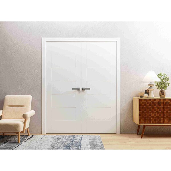 Vdomdoors Interior Solid French Double Doors 36 x 80 inches / Mela 0755 Painted White / Wood Interior Solid P MELA0755DD-BEM-36 - main