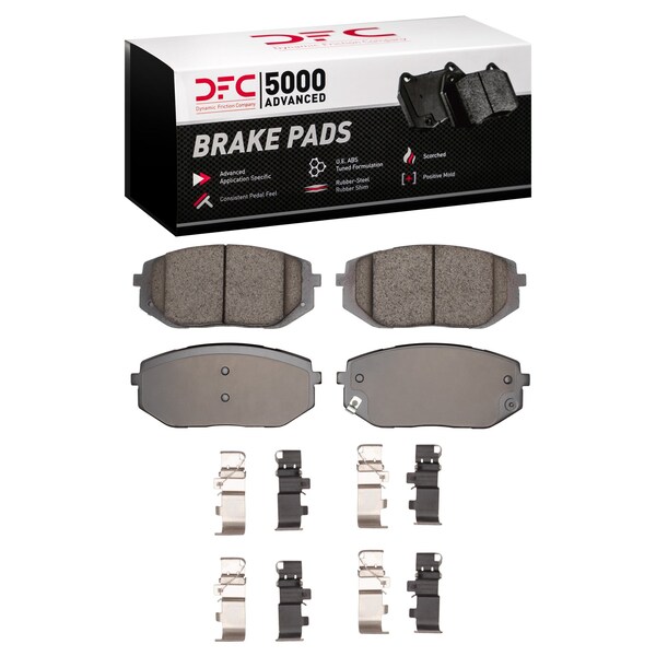 Dynamic Friction Co DFC 5000 Advanced Brake Pads - Low Metallic and Hardware Kit 1552-2398-02 - main