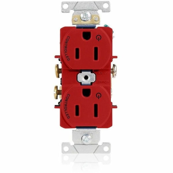 Leviton Dup Rec 15A 125V 2MCtrl Self-Gr Red 5262-S2R - main