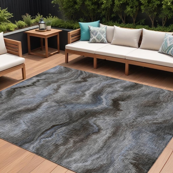 Homeroots 8' X 10' Taupe And Ivory Abstract Washable Indoor Outdoor Area Rug 631326 - main