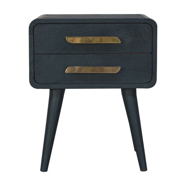 Homeroots 22" Black Solid Wood Two Drawer Nightstand 651871 - main