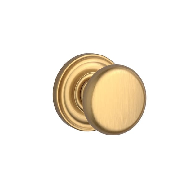 Baldwin Passage Round Knob and Traditional Round Rose with 6AL Latch and Dual Strike Lifetime Satin PSROUTRR044 - main