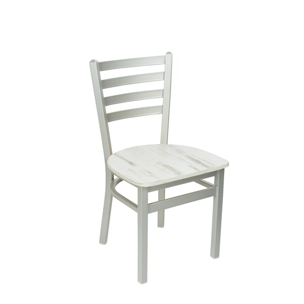 Bfm Seating Lima Ladder Back Chair - Antique Wash Relic Seat - Steel Frame - Silver Mist Finish 2160CAWR-SM - main