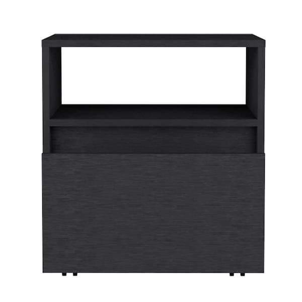 Homeroots 21" Black Wood One Drawer Nightstand 543683 - main