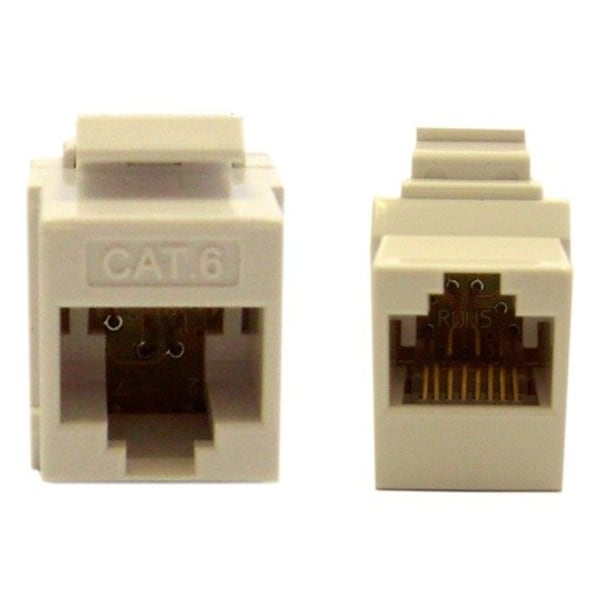 Cable Wholesale Cat6 Keystone Inline Coupler, White, RJ45 Female 326-220WH - main