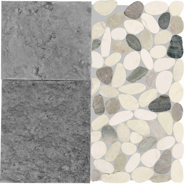 Daltile Pebble Oasis Natural Stone Art Deco Pebble Mosaic 11in x 11in in Honed Coal, 11PK PB37ARTDCPBMSHN - main
