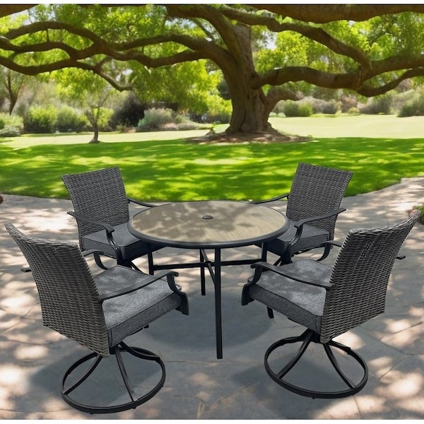 Seasonal Trends Willow Creek Swivel Dining Set, 5-Piece, 250 lb Seating, Round Table, Steel Tabletop SH23S0890S - main