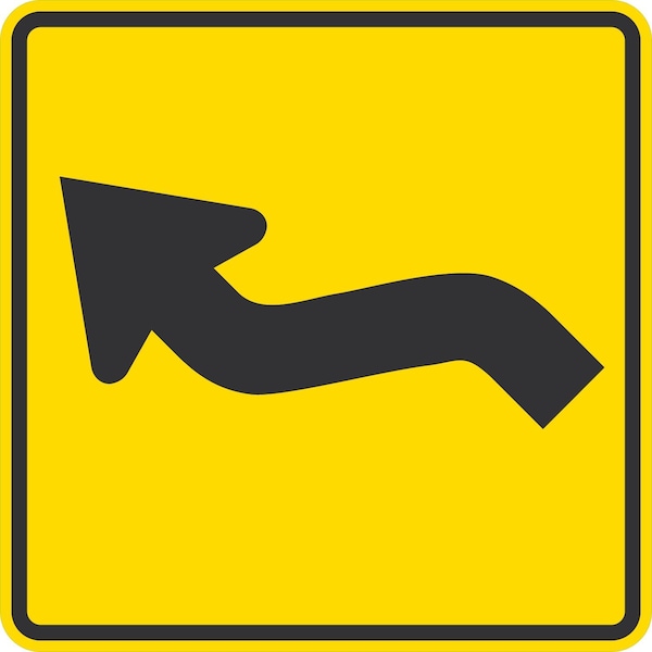 Lyle W1-4L, Left Reverse Curve Symbol, 36x36, High Intensity Prismatic, Yellow G-16407-HI_36x36 - main