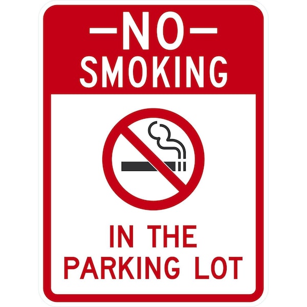 Lyle No Smoking In The Parking Lot with Symbol, 18x24, Non-Reflective, White G-10983-NA_18x24 - main