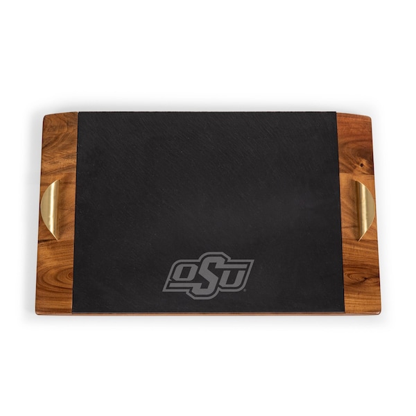 Picnic Time Family Of Brands NCAA Oklahoma State Cowboys Covina Acacia and Slate Serving Tray 957-07-512-463-0 - main