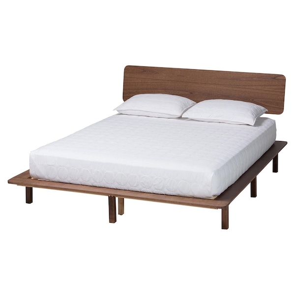 Baxton Studio Alyssa Japandi Walnut Brown Wood Queen Size Platform Bed 252-13951-ZORO - main