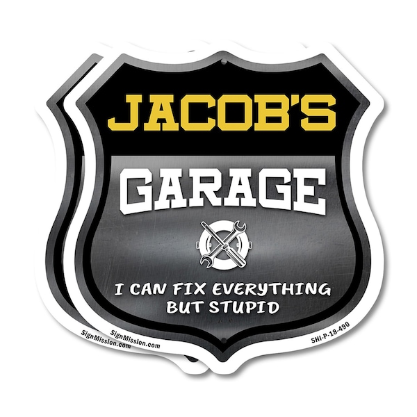 Signmission Jacob's Garage I Can Fix Everything But Stupid, 18 inch X 18 inch, Plastic Sign, 2PK SHI-P-2PACK-18-490-JACOB - main