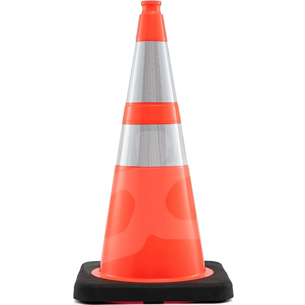 Xpose Safety 28 Inch Multipurpose PVC Orange Traffic Cone with 6in & 4in Reflective Collars, 10 lb base OTC28-64-10L-1-X - main