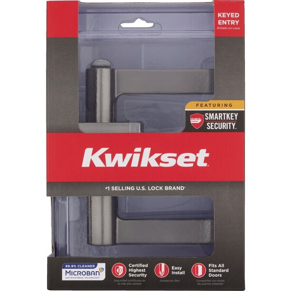 Kwikset Signature SmartKey Halifax Satin Nickel Entry Lockset 740HFL SQT 15 SMT CP K4 - main