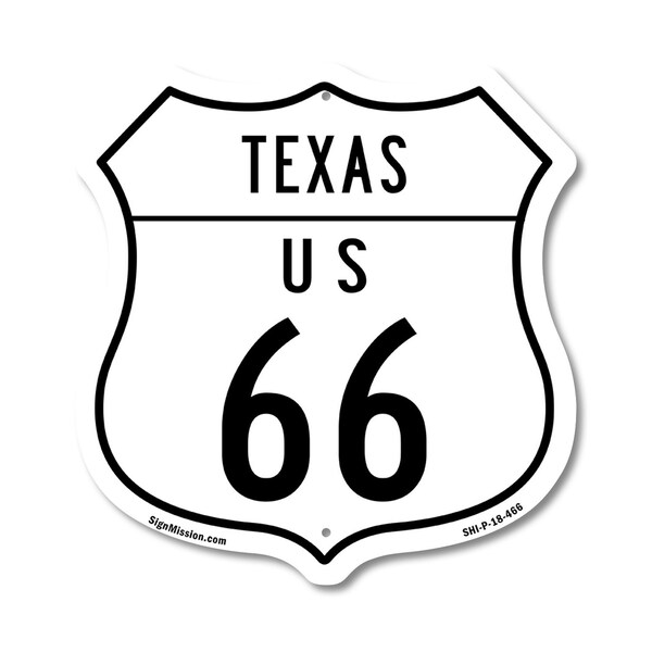 Signmission Texas Route Marker Shield Sign Us 66, 18 Inch X 18 Inch, Plastic Sign SHI-P-18-466 - main