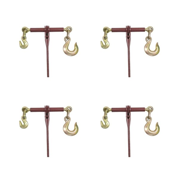 Mytee Products 5/16in-3/8in Ratchet Binder w/Grab Hook, 1/2in Slip Hook on Other, 6600 lbs WLL, 4PK CBRS38-SHx4 - main