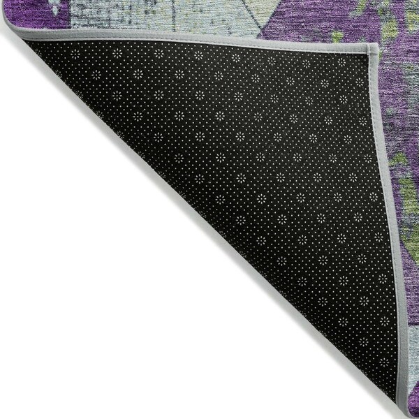 Homeroots 8' X 10' Purple And Lime Green Geometric Washable Indoor Outdoor Area Rug 618730 - main