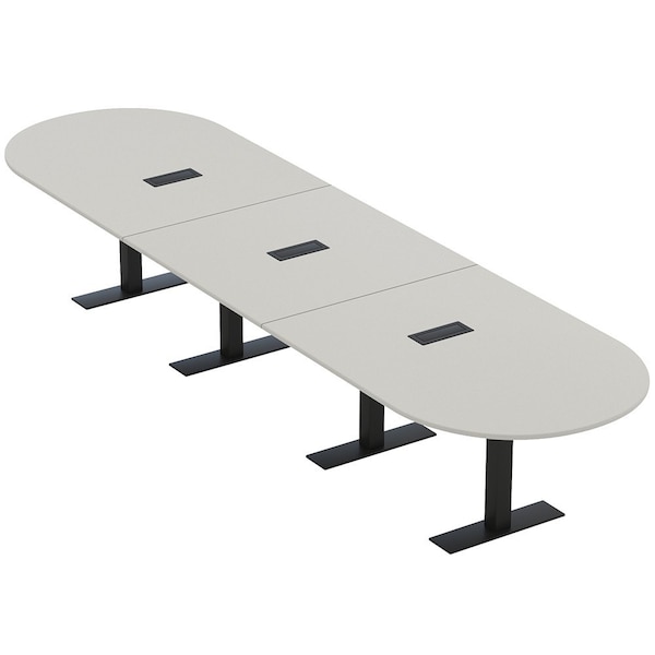 Skutchi Designs 16ft Racetrack Conference Table With Power | Harmony Series | 16 Person Meeting Room Table HAR-RAC-48X192-T.BK-U779-EBLK - main