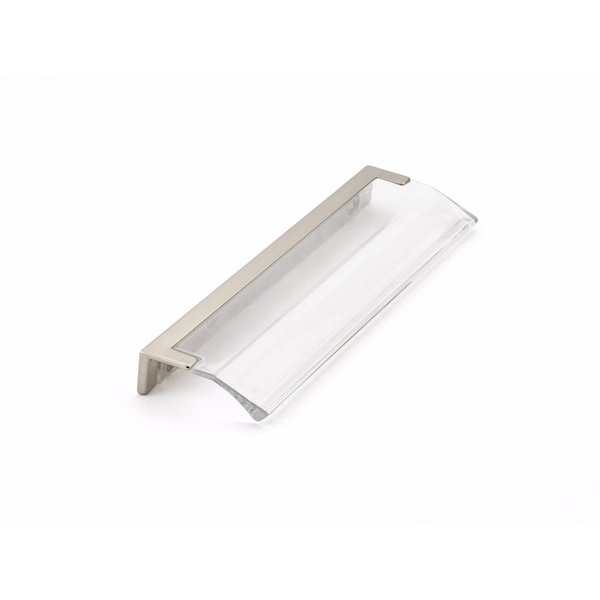 Schaub 5-1/16in Center to Center Positano Arch Clear Cabinet Edge Pull Satin Nickel Finish 324-15-CL - main