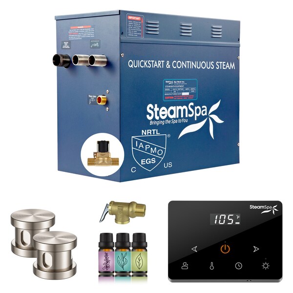 Steamspa Oasis 10.5KW Steam Generator with Continuous Steam Wireless Control and Auto-Drain in Brushed Nickel OAW1050BN-A - main